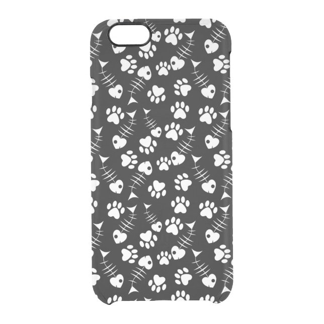 fish bone cat print pattern uncommon iPhone case (Back)