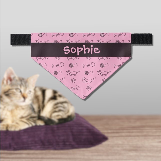Fish Bones and Mice Cat Pet Bandana Collar (Creator Uploaded)