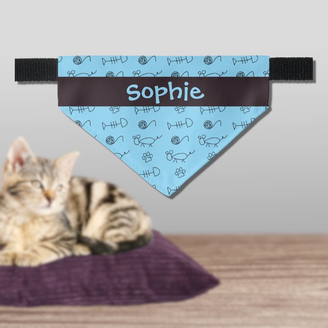 Fish Bones and Mice Cat Pet Bandana Collar (Creator Uploaded)