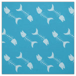 Fish Bones Pattern Blue Fabric