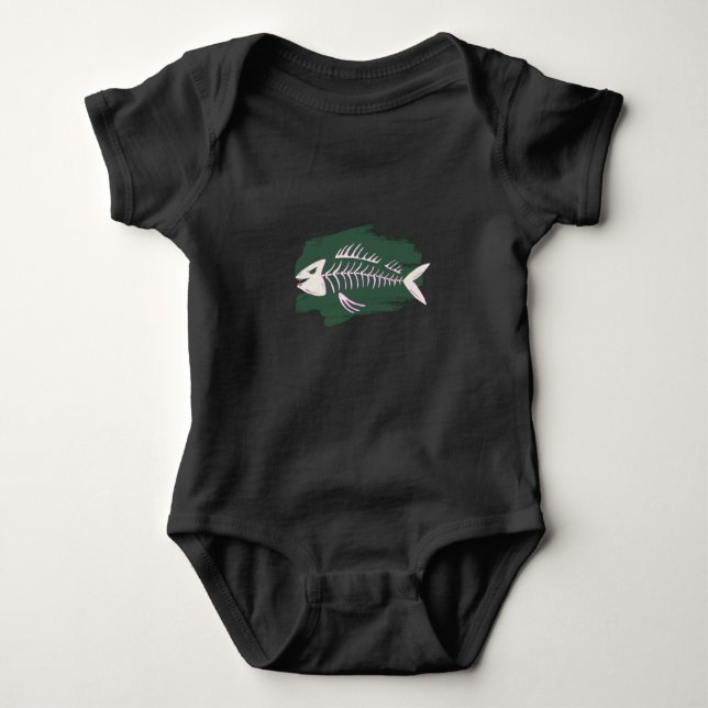 Fish Bones Traditional Tattoo Baby Bodysuit (Front)