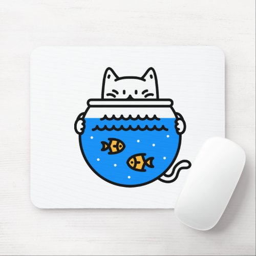 Fish Bowl Cat Mouse Pad