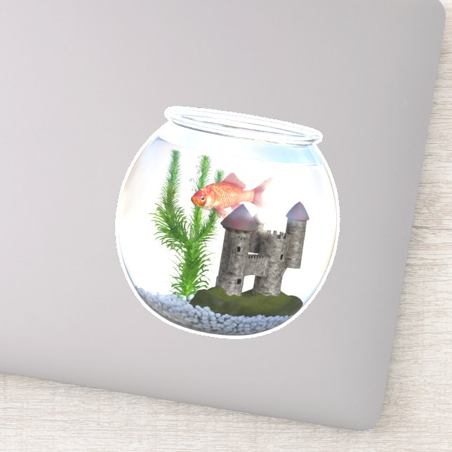 Fish bowl gold fish aquarium cute sticker (Detail)