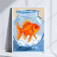 Fish Bowl | Goldfish Watercolor Painted