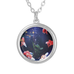 Fish bowl photo silver plated necklace
