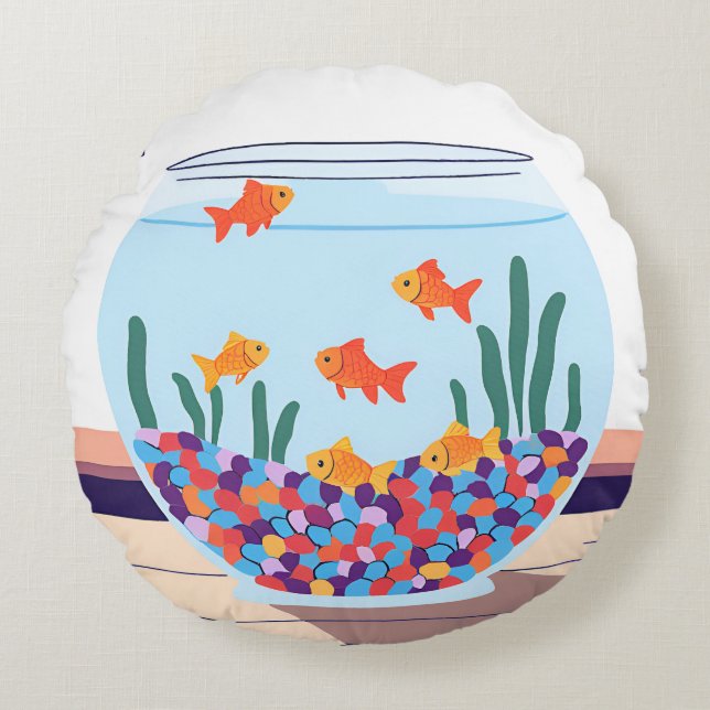 Fish Bowl Round Pillow (Front)
