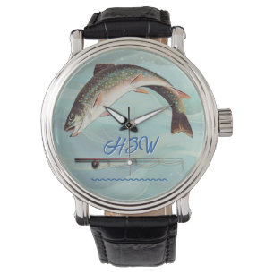 Fish Brook Trout Monogrammed Watch
