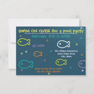 Fish & Bubbles - 3x5 Pool Party Invitation