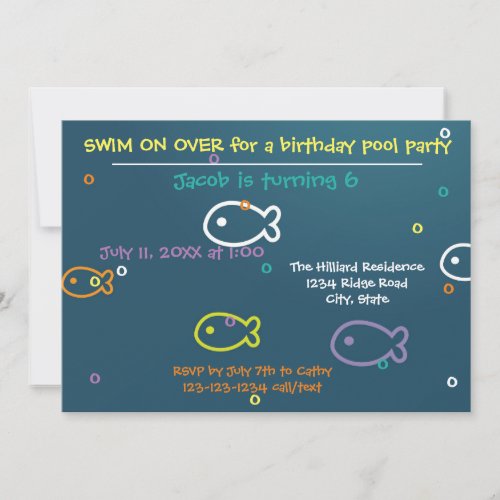 Fish  Bubbles _ Birthday Pool Party Invitation