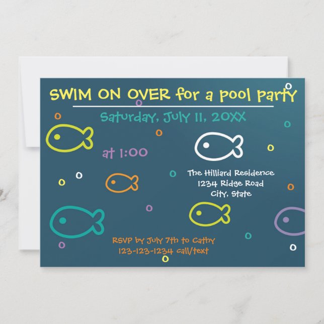 Fish & Bubbles - Pool Party Invitation (Front)