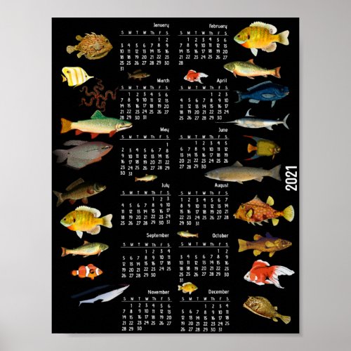 Fish calendar as poster