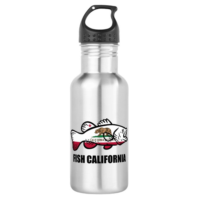 Fish California Bass Stainless Steel Water Bottle (Front)