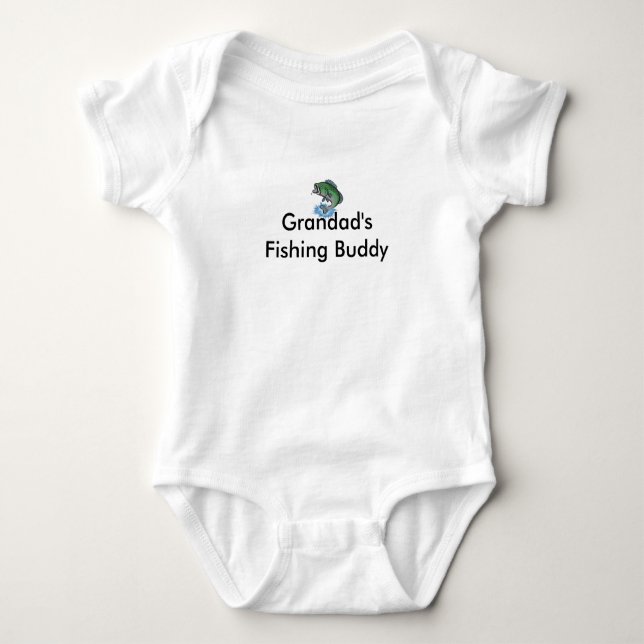 fish_cartoon, Grandad's Fishing Buddy Baby Bodysuit (Front)
