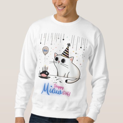 fish cat birthday _ happy miaw day sweatshirt