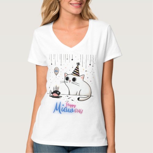 fish cat birthday _ happy miaw day T_Shirt