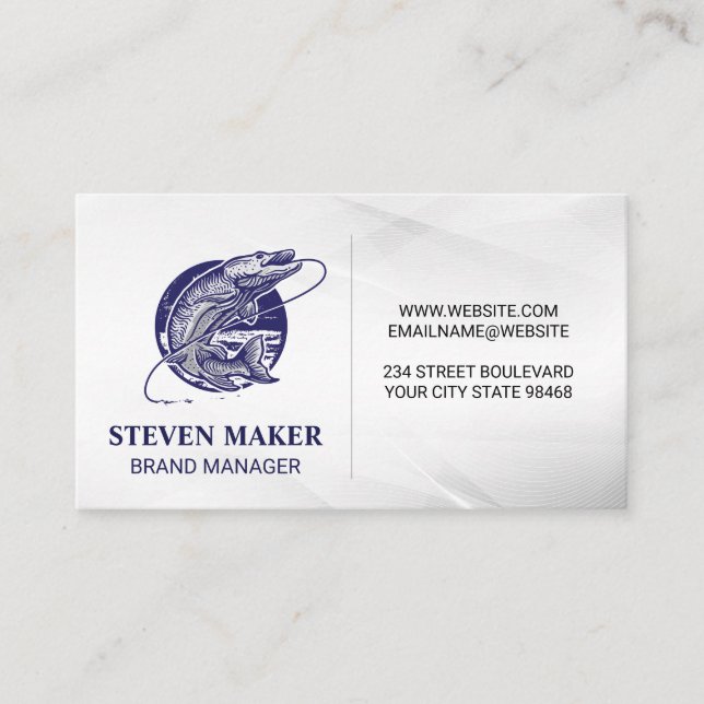 Fish Caught on Line Logo Business Card (Front)