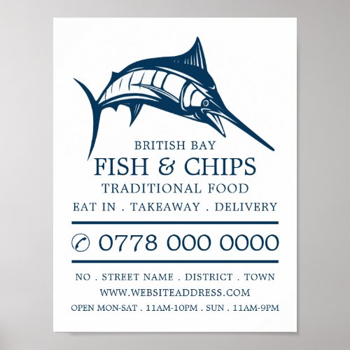 Fish  Chip Shop Restaurant Advertising Poster