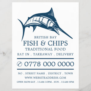 Fish & Chip Shop Restaurant Menu Advertising Flyer