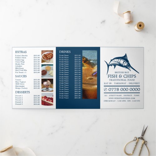 Fish  Chip Shop Restaurant Menu Tri_Fold Flyer