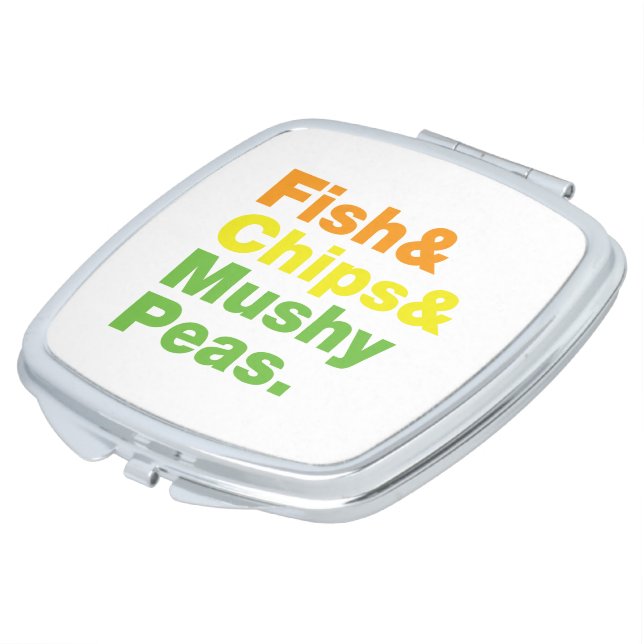 Fish & Chips & Mushy Peas. Compact Mirror (Turned)