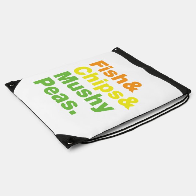 Fish & Chips & Mushy Peas. Drawstring Bag (Side)