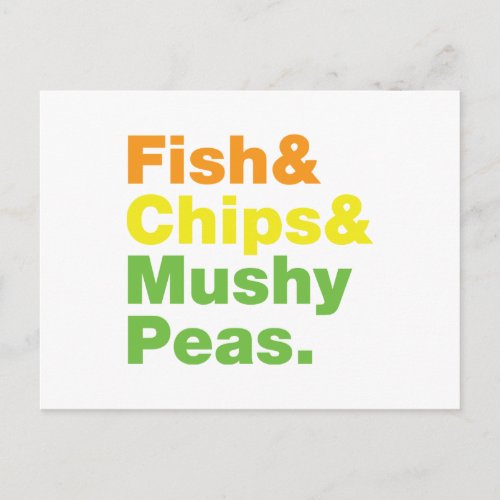 Fish  Chips  Mushy Peas Postcard