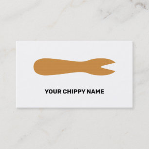 Fish & Chips Shop Wooden Fork Foodie Minimalistic Business Card