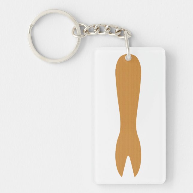 Fish & Chips Shop Wooden Fork Keychain (Front)