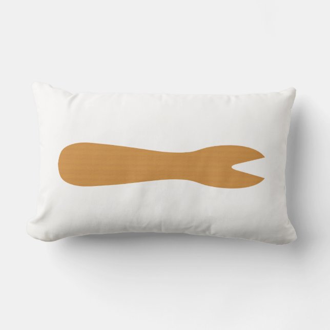 Fish & Chips Shop Wooden Fork Lumbar Pillow (Front)