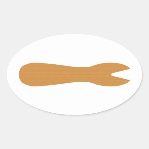 Fish  Chips Shop Wooden Fork Oval Sticker