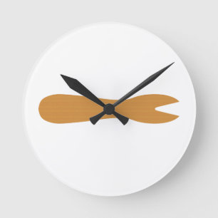 Fish & Chips Shop Wooden Fork Round Clock