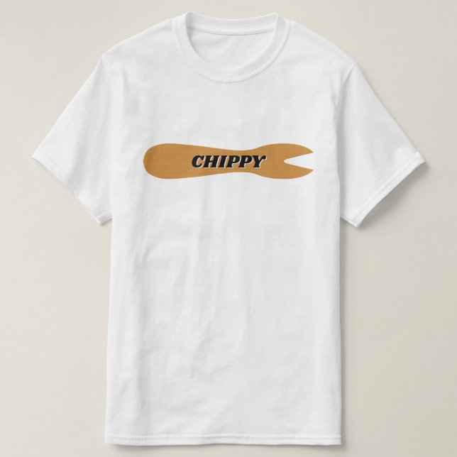 Fish & Chips Shop Wooden Fork T-Shirt (Design Front)
