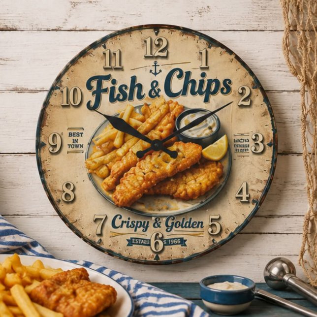Fish & Chips Vintage Kitchen Large Clock (Creator Uploaded)