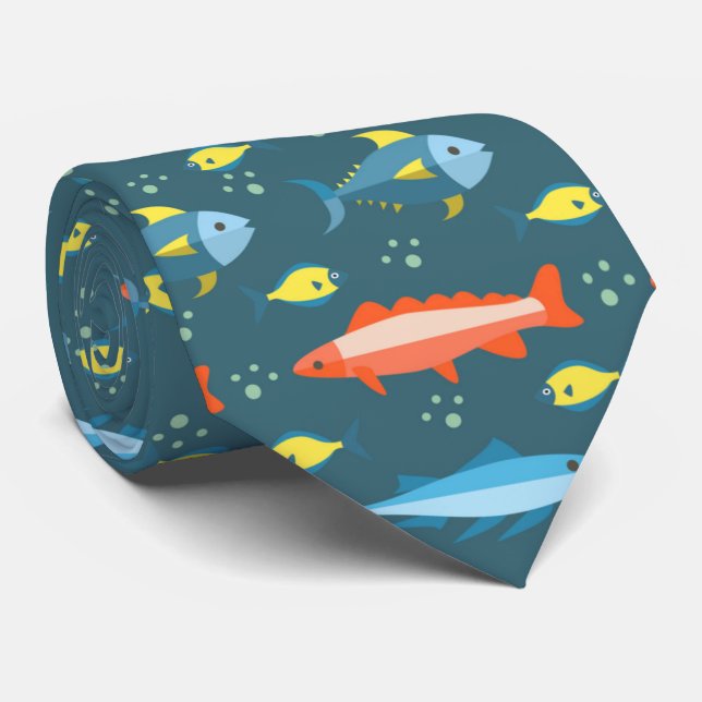 Fish Colorful Necktie (Rolled)