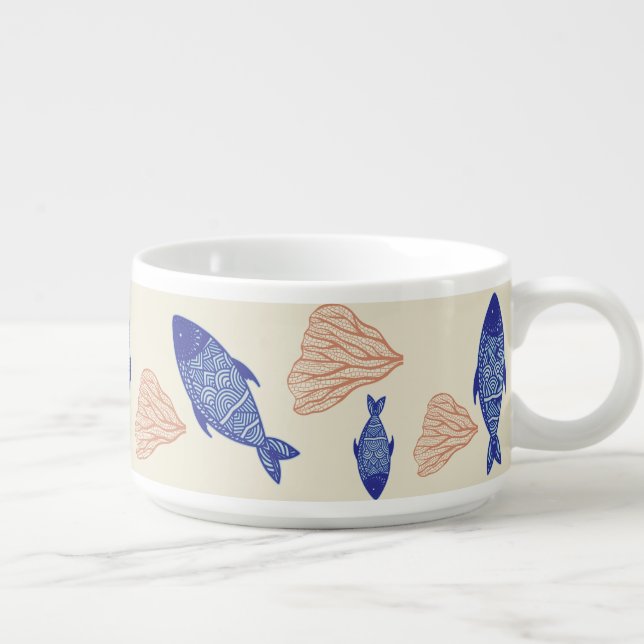 Fish & Coral Design Soup Bowl (Left)
