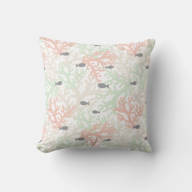 Fish Coral Reef Pattern Pillow (Front)