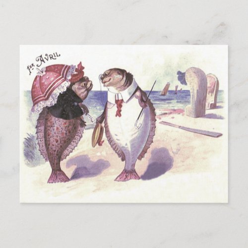 Fish Couple Beach Sea Ocean Postcard