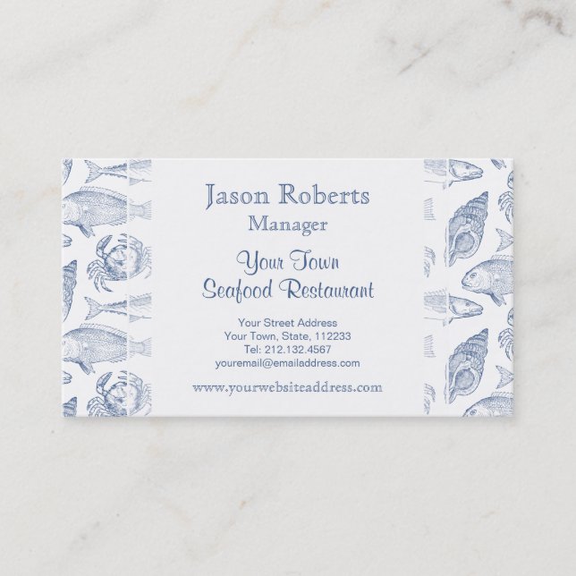 Fish Crab and Seashells Coastal Resort Business Card (Front)