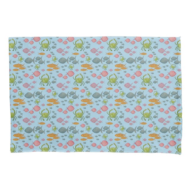 Fish & Crabs   Pillow Case (Front-Left)