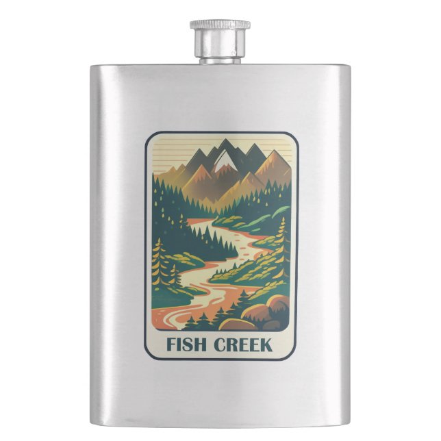 Fish Creek Oregon Colors Flask (Front)