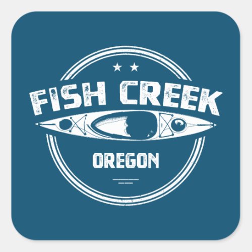 Fish Creek Oregon Kayak Square Sticker