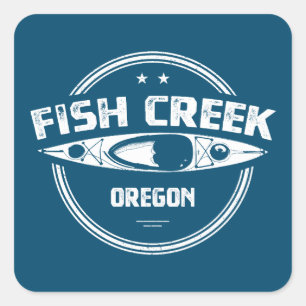 Fish Creek Oregon Kayak Square Sticker