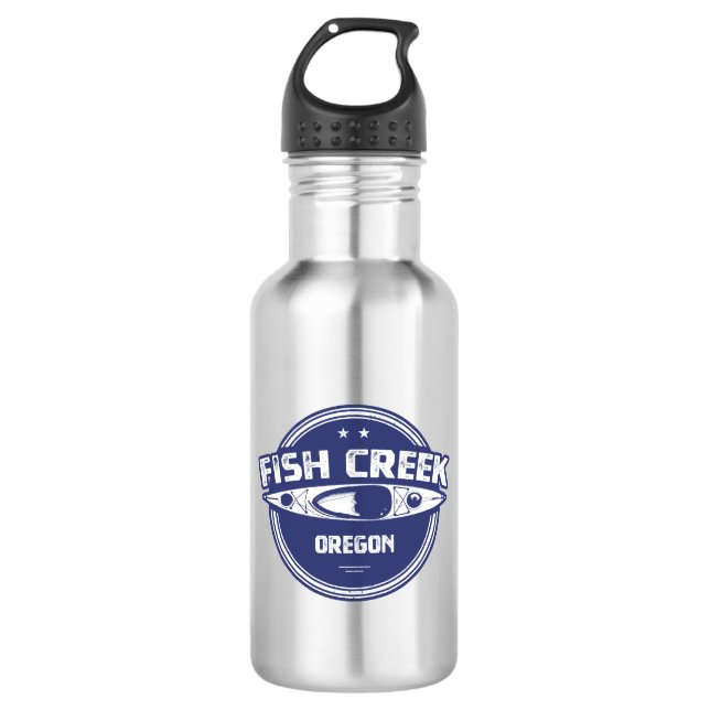 Fish Creek Oregon Kayak Stainless Steel Water Bottle (Front)