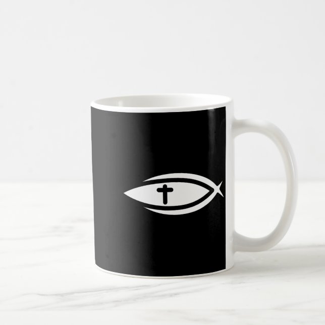 Fish Cross Jesus Christian Prayers Mens Womens  Coffee Mug (Right)