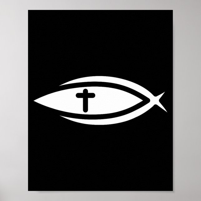 Fish Cross Jesus Christian Prayers Mens Womens  Poster (Front)