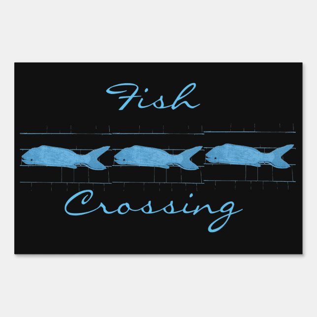 Fish crossing Thunder_Cove black Sign (Front)