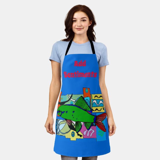 Fish Design edit & add text, Apron (Worn)