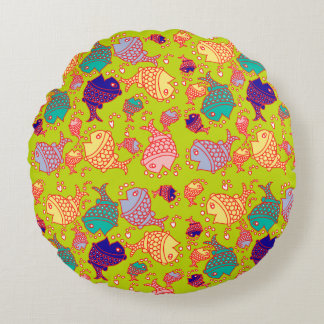 Fish design round pillow