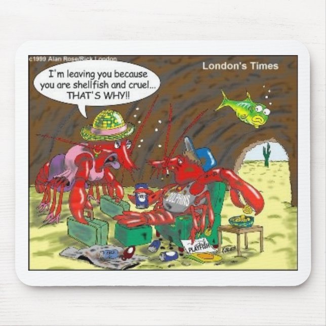 Fish Divorce Funny Cartoon Gifts Tees Collectibles Mouse Pad (Front)