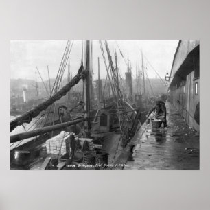Fish docks, Grimsby, early 20th century Poster